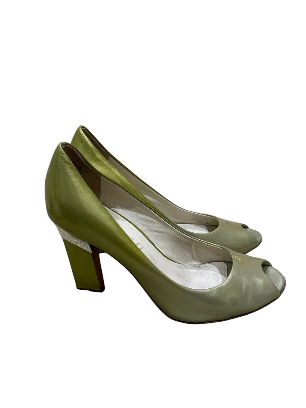 Boutique 9 ombre Green Peep-Toe silver trim Block Heel Pumps size 8